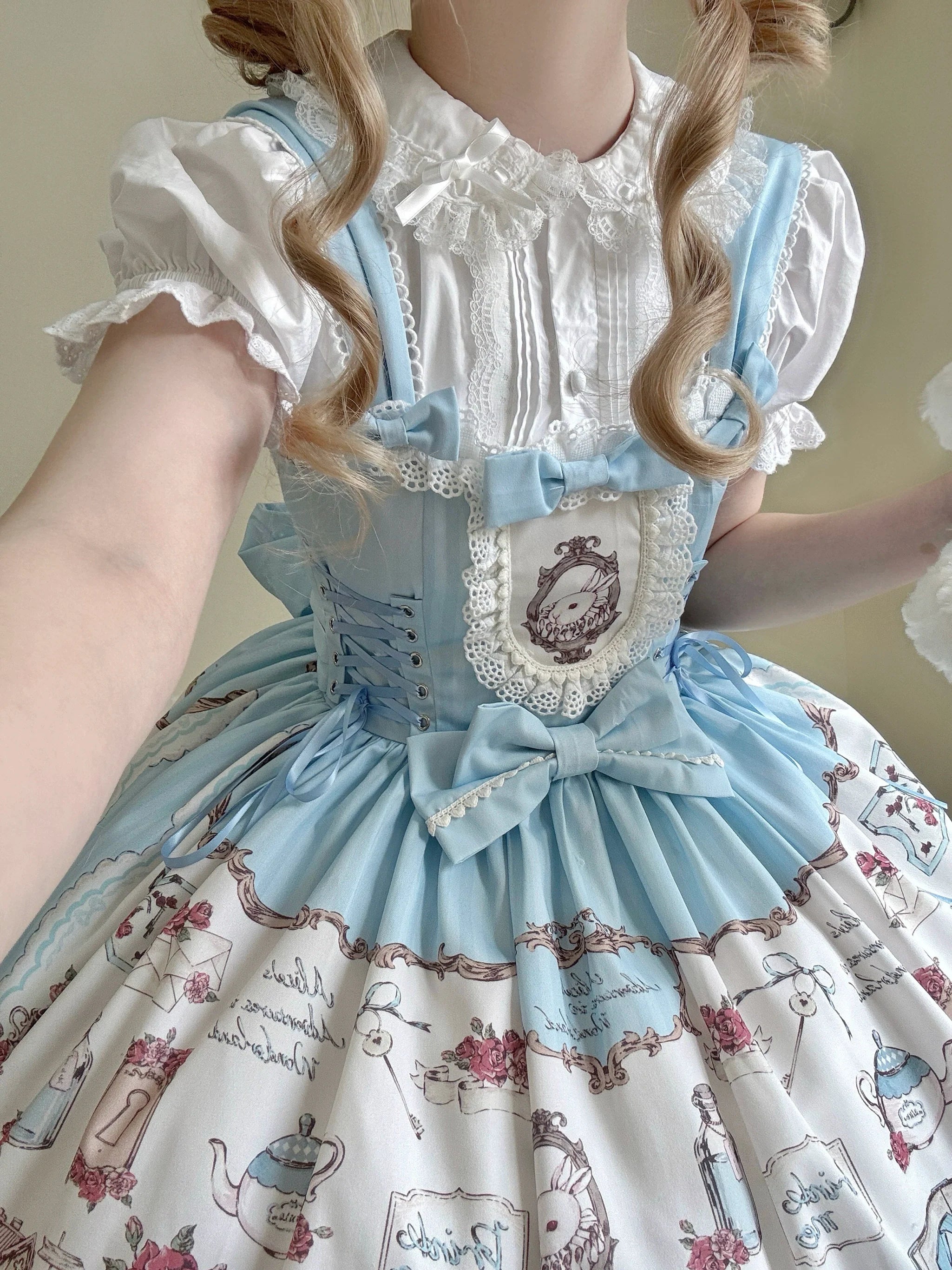 Rabbit Collection Box - Bunny Print Kawaii Lolita JSK Dress, 3 Colors - image 29