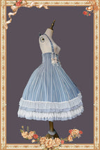 Elegant Lolita Stripe High-waist Jumper Dress Set and Cape - image 44