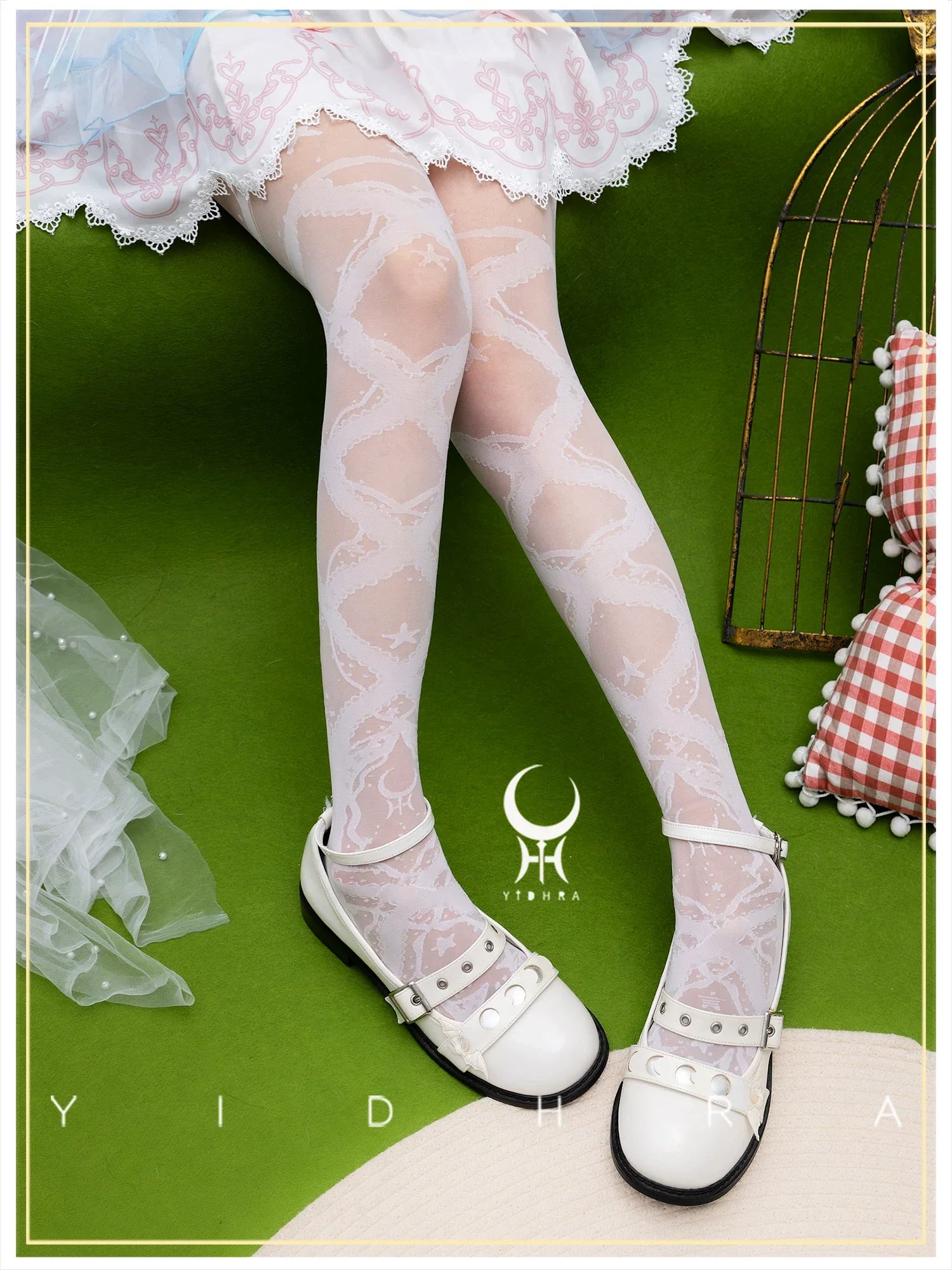 Stretchy Lolita Summer Lace Ribbon Printed Pantyhose - image 5