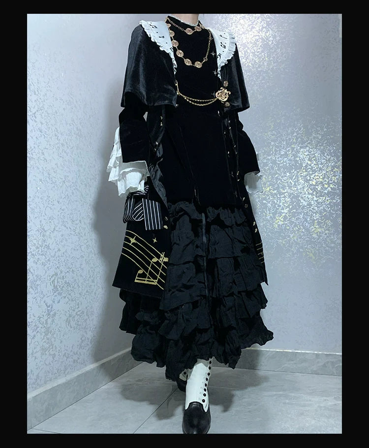 Black and White Sonata - Ouji Lolita Vest Suit and Vintage Lolita OP Dress - image 24
