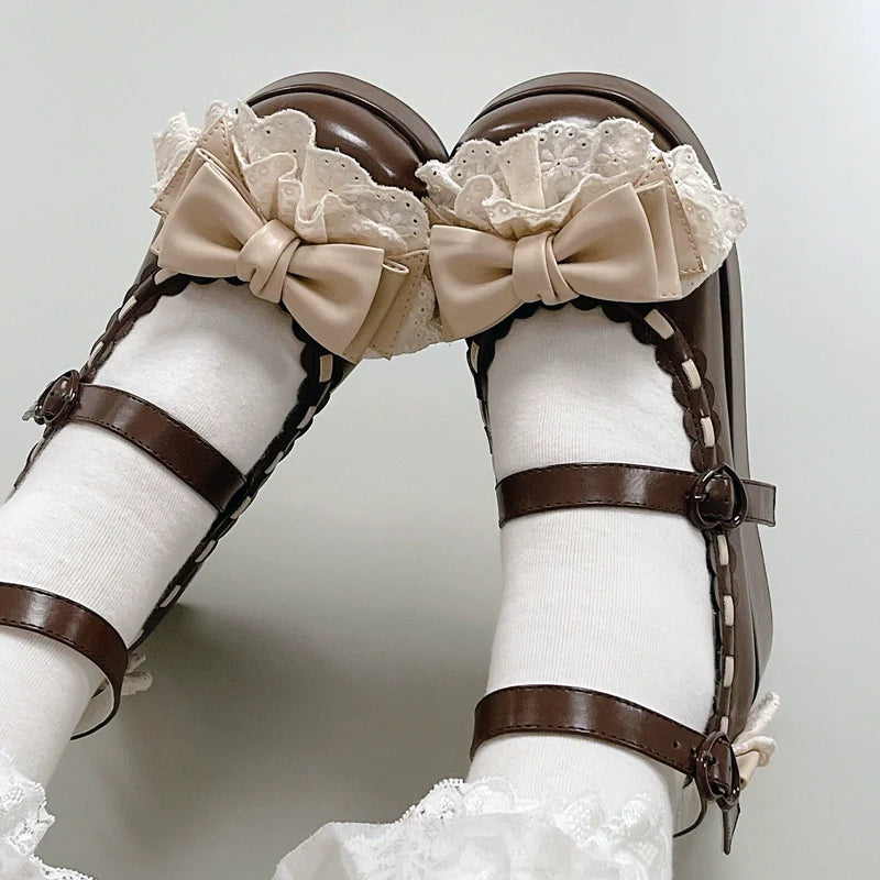 Milky Puff - Sweet Lolita Heels Shoes, Round Toe With Petite Wedge - image 33