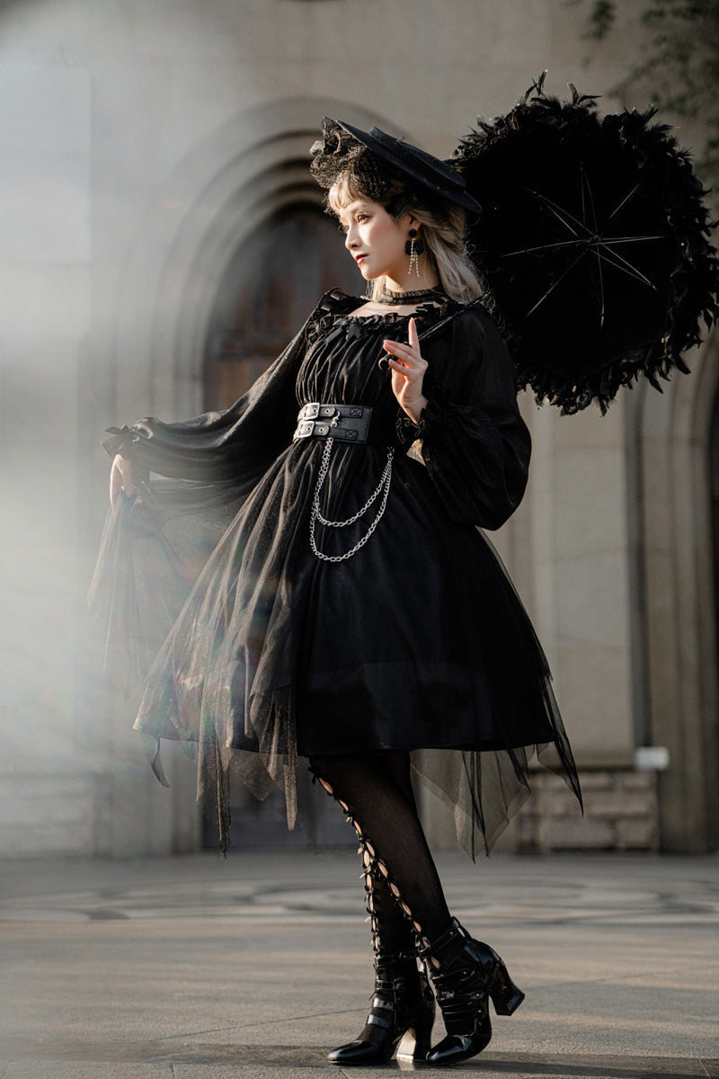 Gothic Lolita High Waist Black Dress - image 11