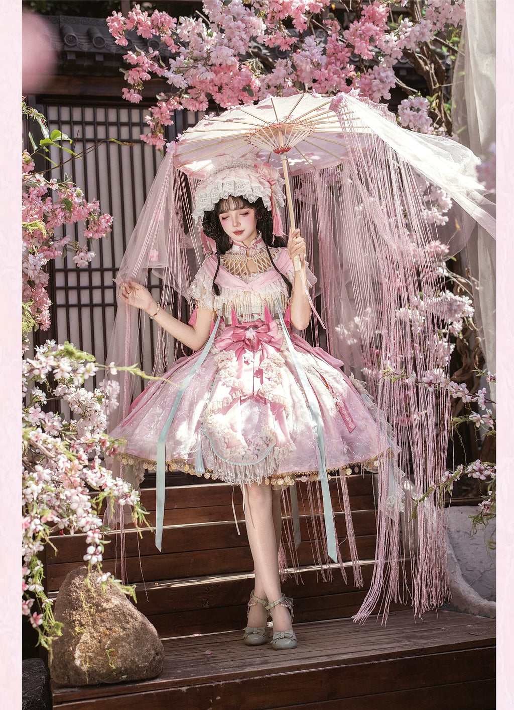 Hibiscus Huadan Pink Short JSK Dress Series and Accessories - image 9