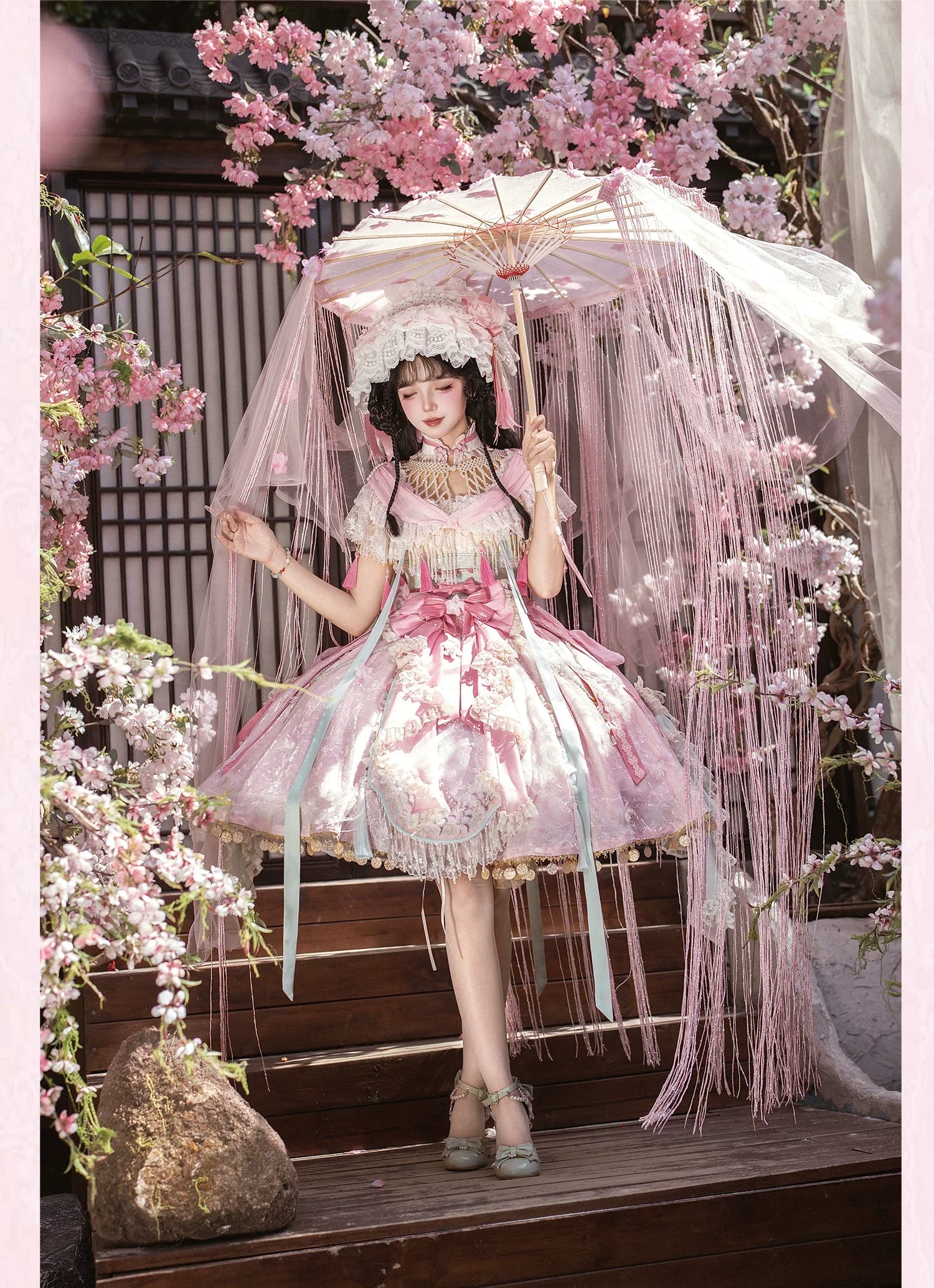 Hibiscus Huadan Pink Short JSK Dress Series and Accessories - image 9