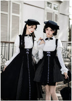 Monochrome Sonata - Classic Lolita Bust-supporting JSK Set, Piano Inspired - image 15