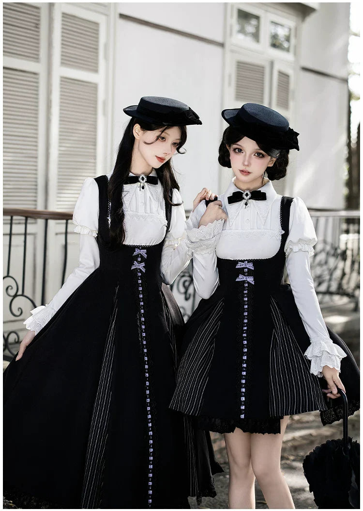 Monochrome Sonata - Classic Lolita Bust-supporting JSK Set, Piano Inspired - image 15