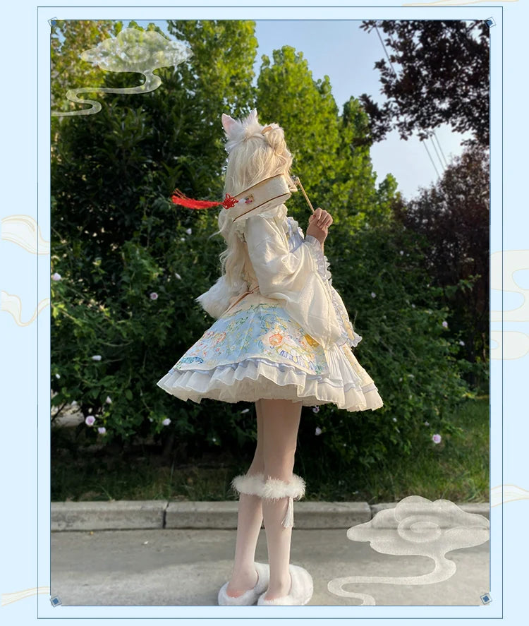 Laurel - Kawaii Han Lolita Jumper Dress Rabbit Print and Accessories - image 10