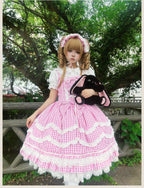 Plaid Baileys - Pink Plaid Old School Lolita JSK Dress - image 5