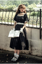 Thoughts - Vintage Black Lolita OP Dress with Square Neckline - image 1