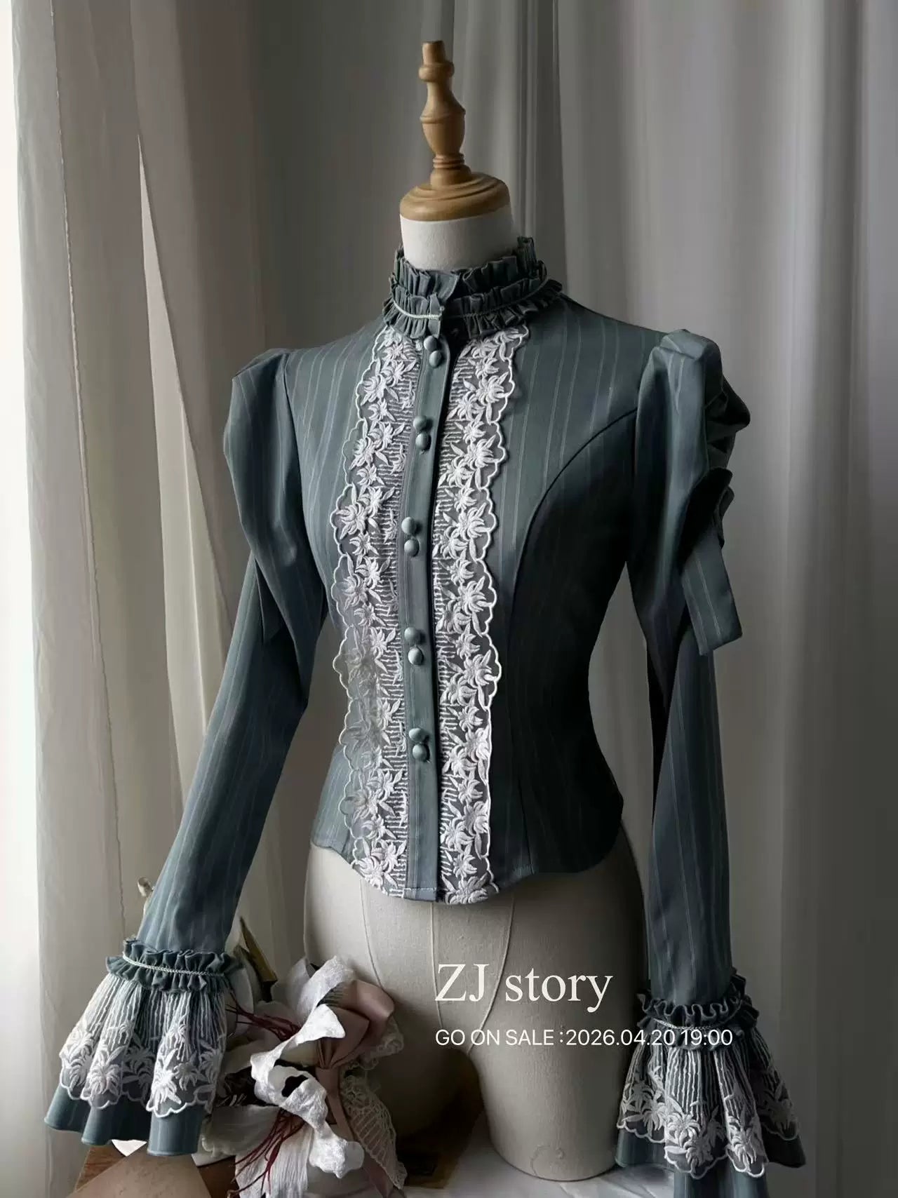 Embroidered Classic Lolita OP Dress, Lace Trim Shirt and Accessories - image 22