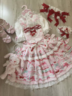 Cherry Bake Song - Kawaii Lolita JSK Dress With Dessert Print & Cherry Bow - image 22