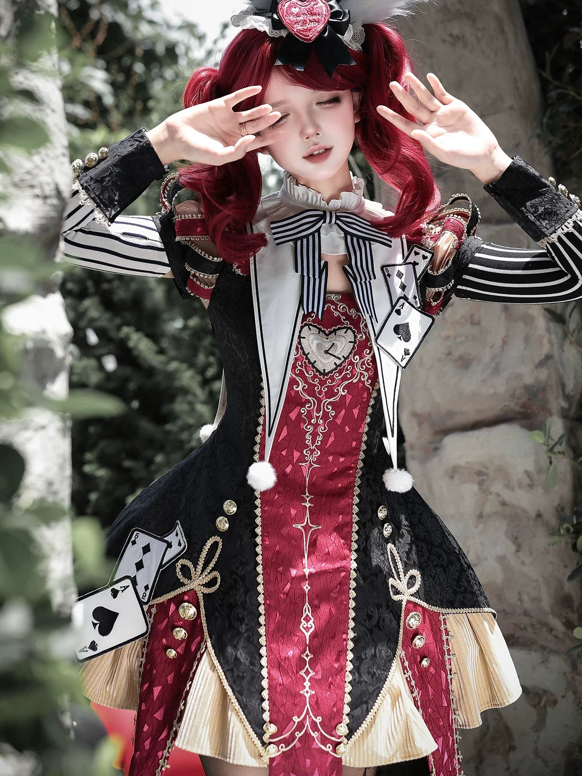 Gothic Lolita Jacquard Dress with Pointed Tail Hem and Accessories - image 10