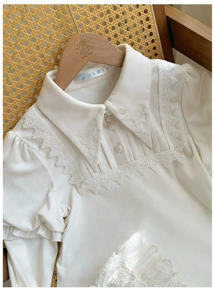 The Vow - Solid Lolita Sweater, Juliet Sleeve, Pointed Collar - image 15