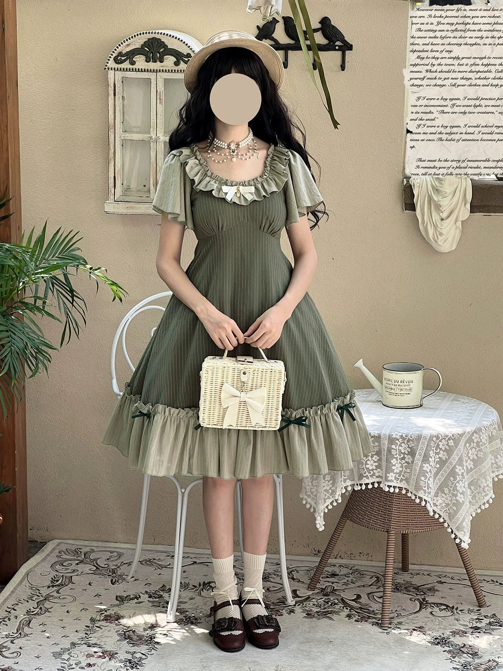 Cotton Plus Size Lolita OP Dress with Pockets - image 1