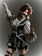 Crow Feather Ode - Ouji Lolita Cotton Linen Shirt and Clock Embroidery Vest Set - image 13
