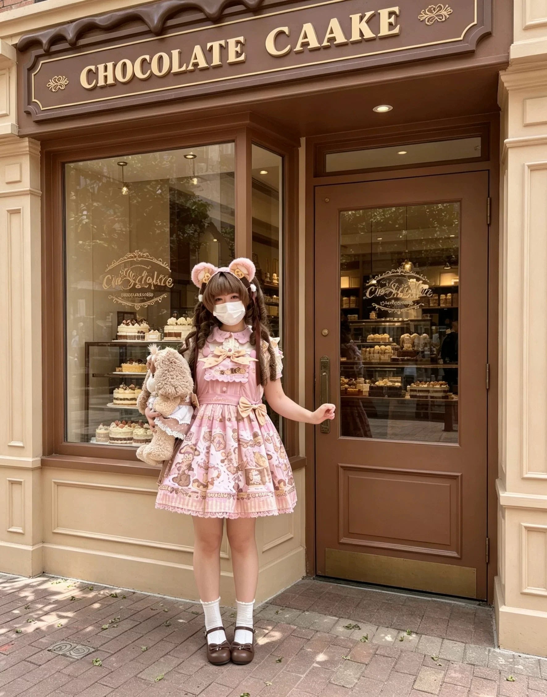 Bear Biscuit SP - Kawaii Lolita Bear Printed Dress Set with Bows - image 38
