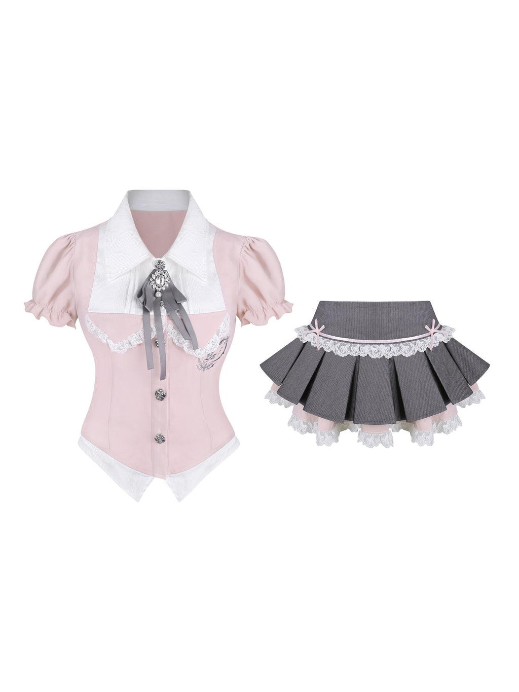 Sweet Cherry Academy Preppy Blouse and Skirt Set - image 9