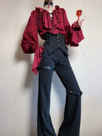 Ouji Lolita V-Line Backless Blouse & Slight Flare Pants - image 1