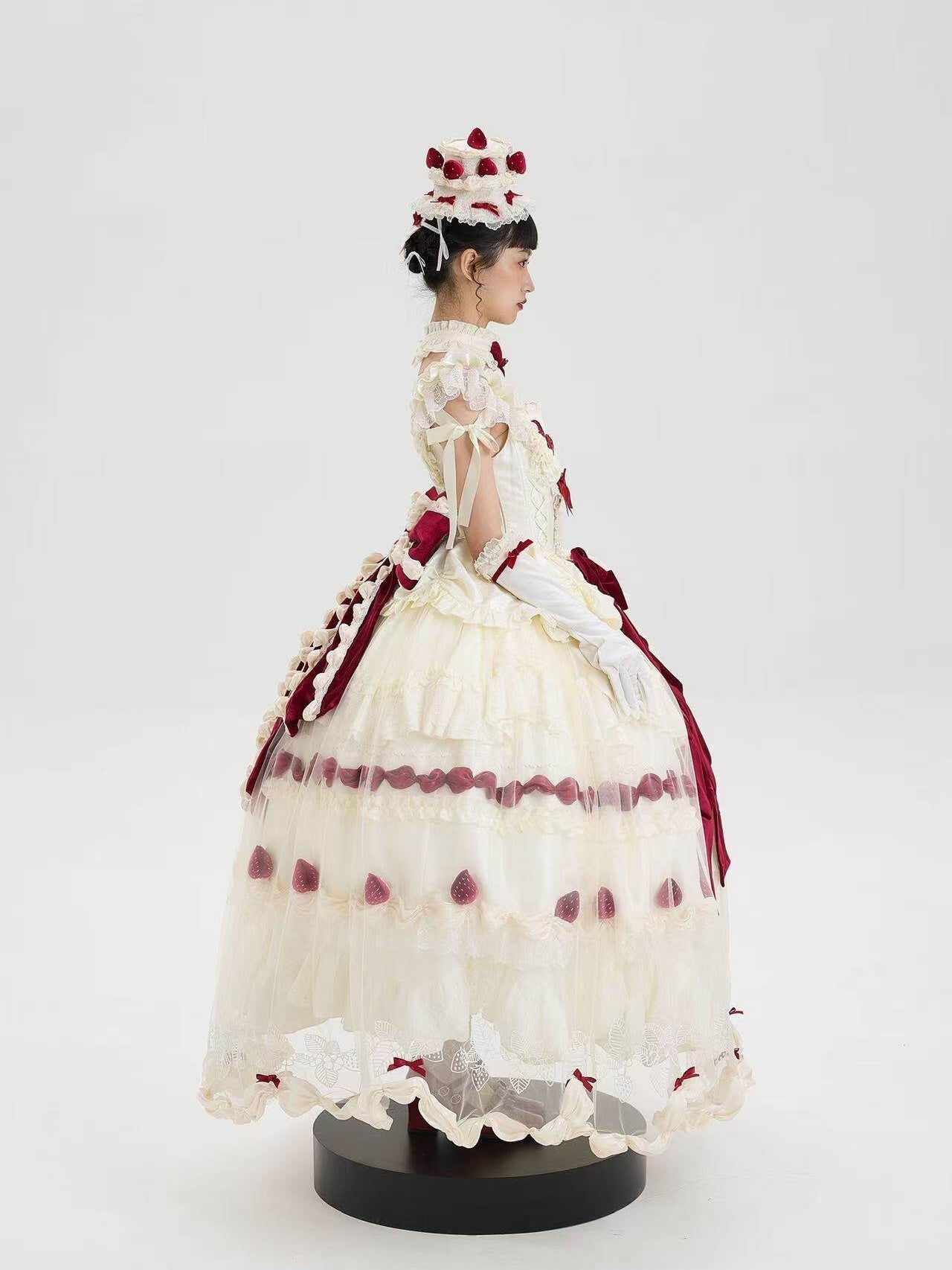 Strawberry Cream Cake White Sweet Lolita Bridal OP Set - image 8