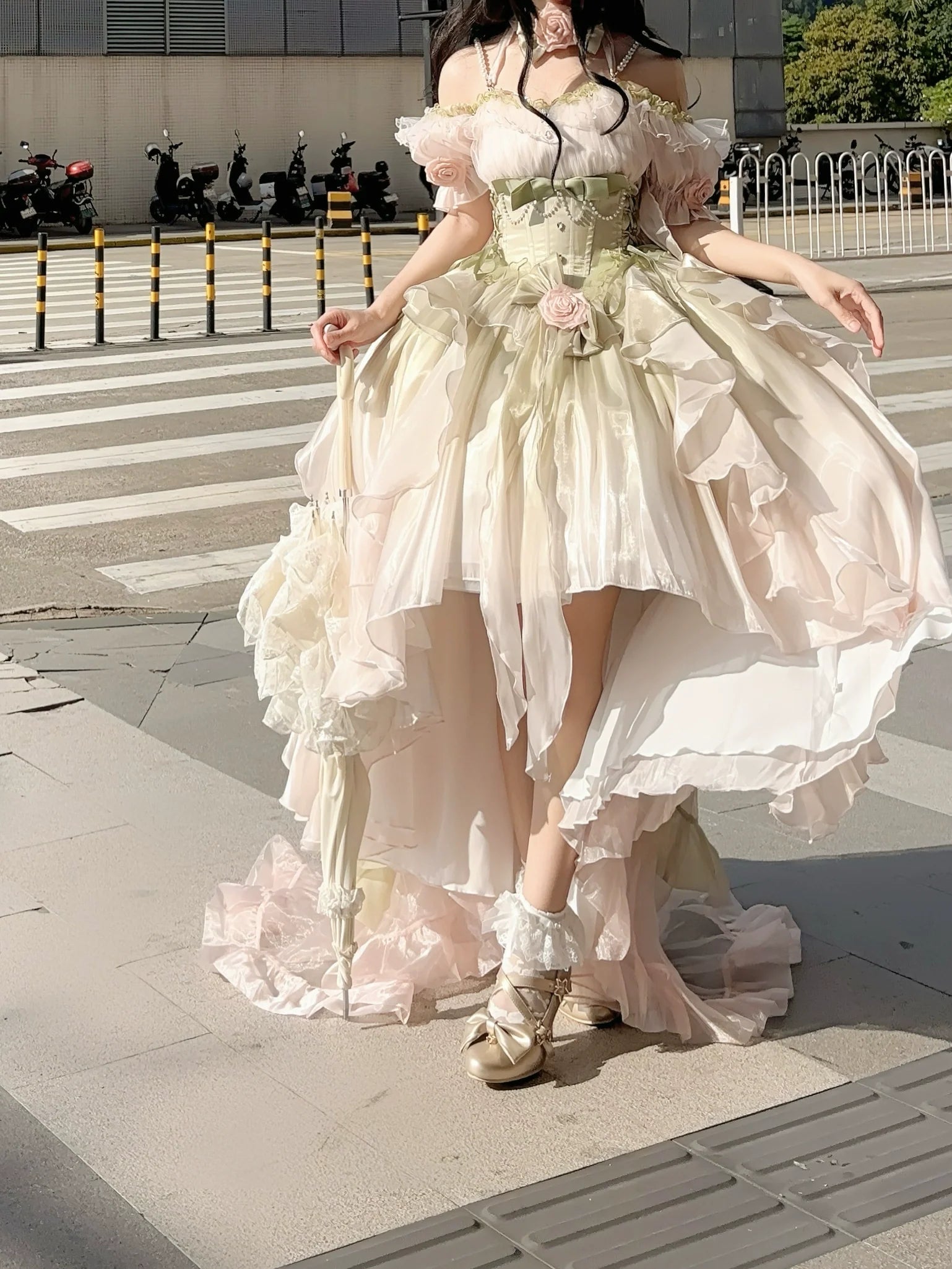 Midsummer Dream - Gradient Color Wedding Lolita JSK Dress Set, Fishbone Waist - image 14