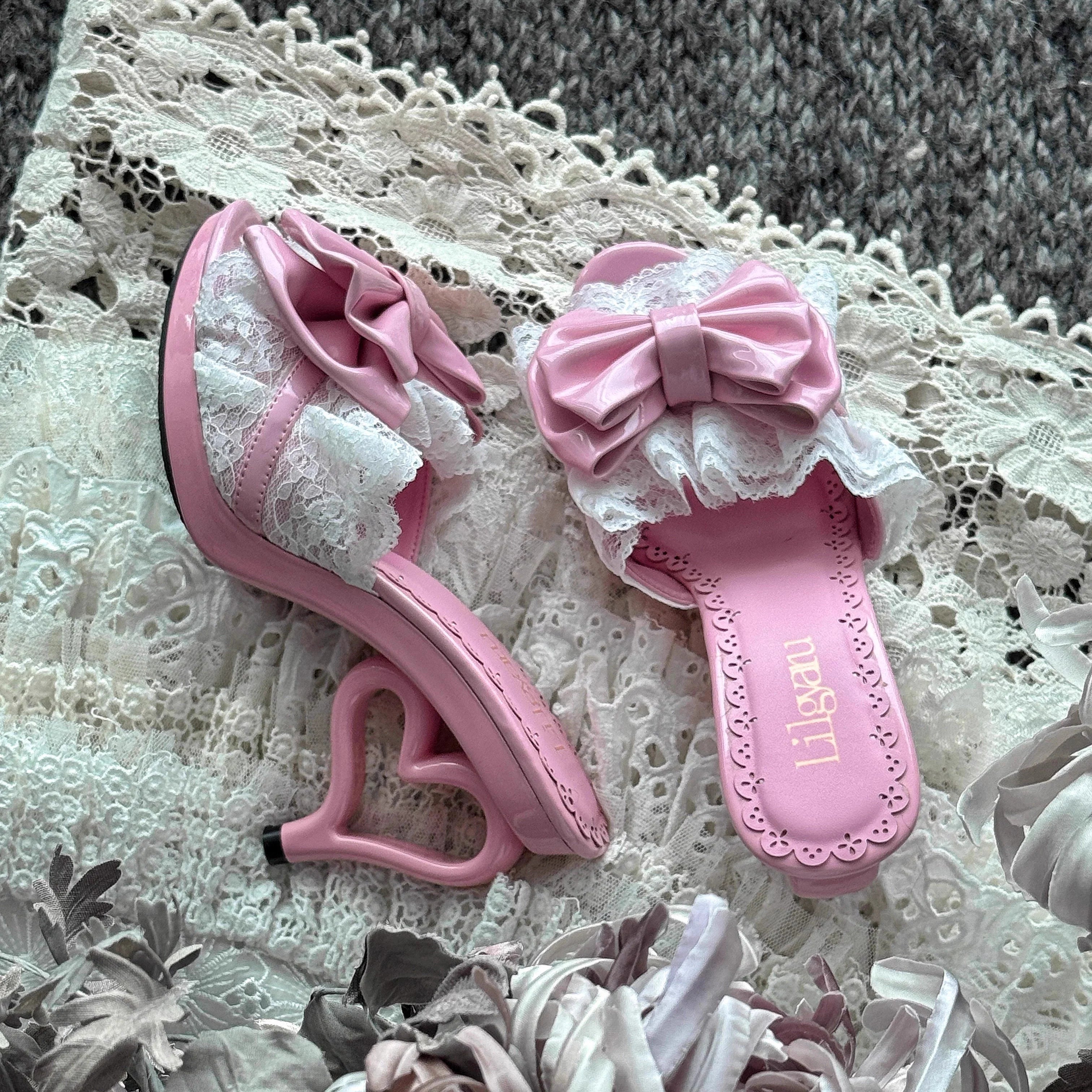 Pink Hime Lolita Slingback Heels - image 2