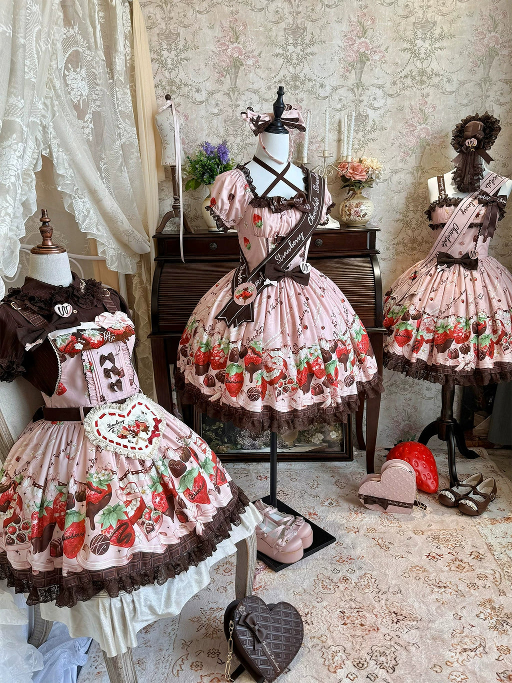 Strawberry Chocolate Lovers Sweet Lolita Embroidered Dress - image 33