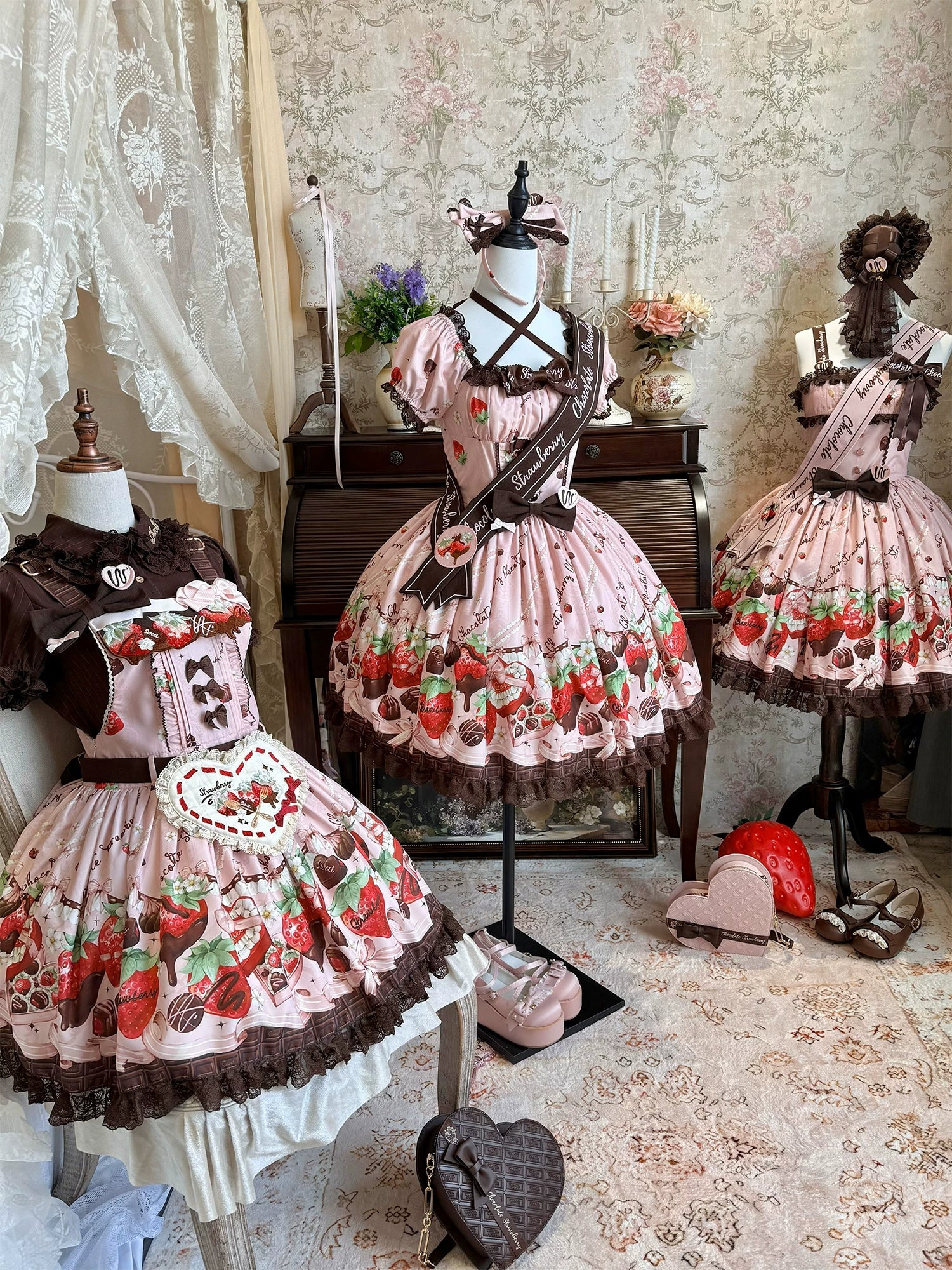 Strawberry Chocolate Lovers Sweet Lolita Embroidered Dress - image 33