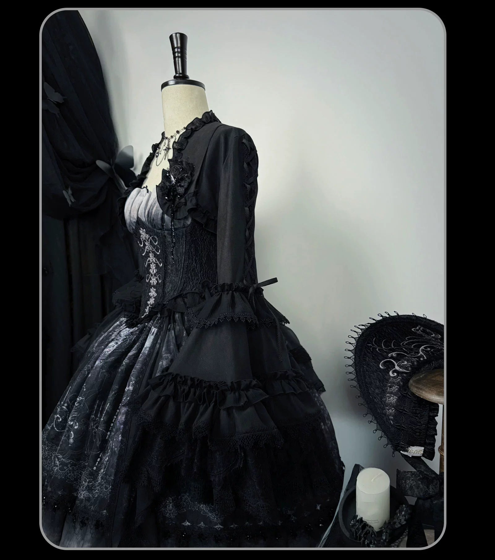 Bone-Eroded Butterfly - Gothic Lolita JSK & SK Set - image 51