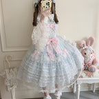 Spring Awakening - Sweet Lolita JSK and Princess-Sleeved Shirt with Lace Detail and Accessories - image 8