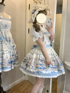 Blueberry Tart Party - Sweet Blue Lolita Salopette Dress Blueberry Tart Print JSK Dress and Accessories - image 6