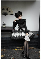 Dead Leaf Butterfly Gothic Lolita JSK and OP Dress Set - image 14