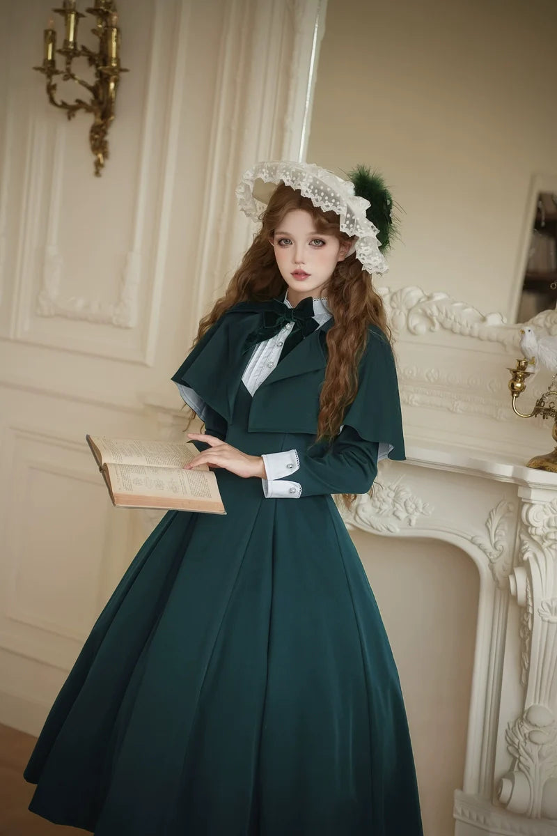 Donia Miss - Classic Lolita Faux Two-piece OP Dress, Back Zipper and Accessories - image 12