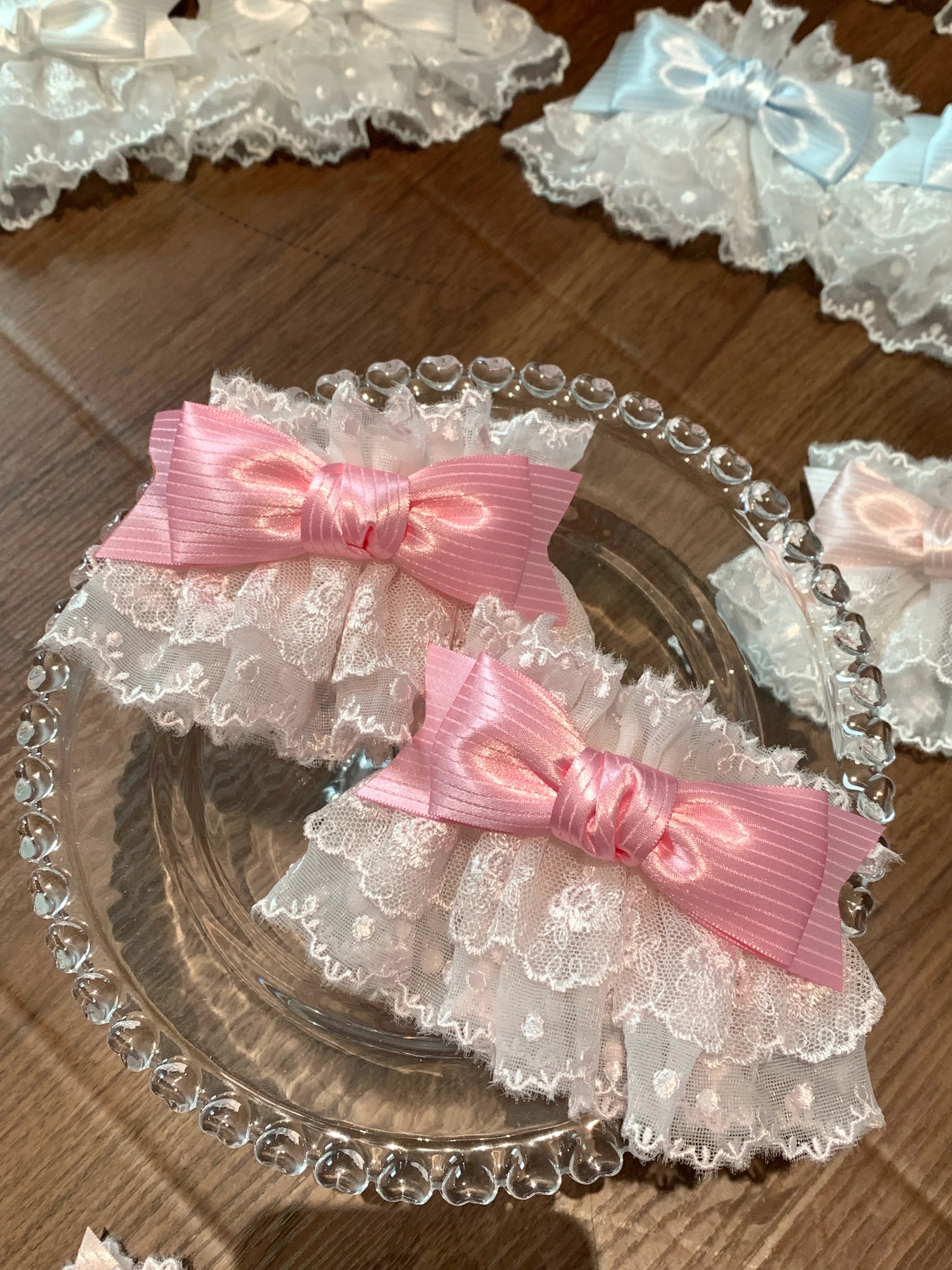 Sweet Lolita Lace Bow Cuffs, Elastic Wrist - image 19