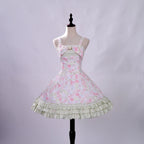 Rose Spring Romance Pink Green Floral Classic Lolita JSK Dress - image 6
