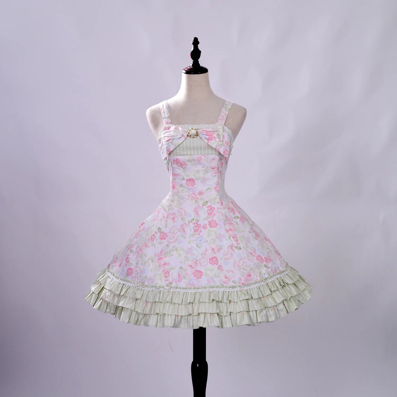 Rose Spring Romance Pink Green Floral Classic Lolita JSK Dress - image 6