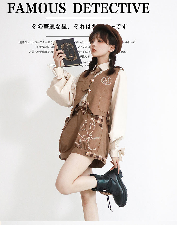 Famous Detective Goose - Ouji Lolita Shorts Set, Pockets - image 1