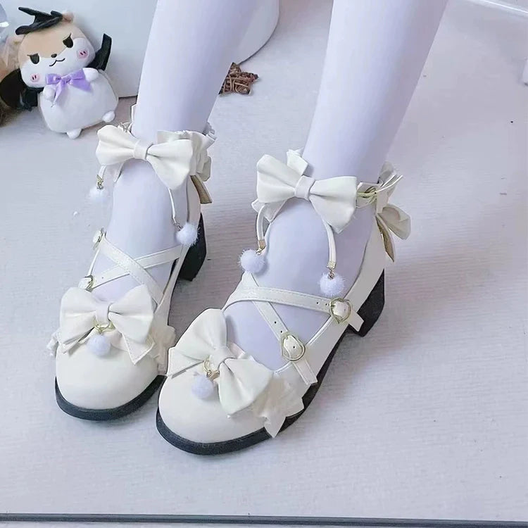 Fairy Godmothe - Preppy Style Flat Shoes Mid Heel Round Toe Lolita Shoes - image 3