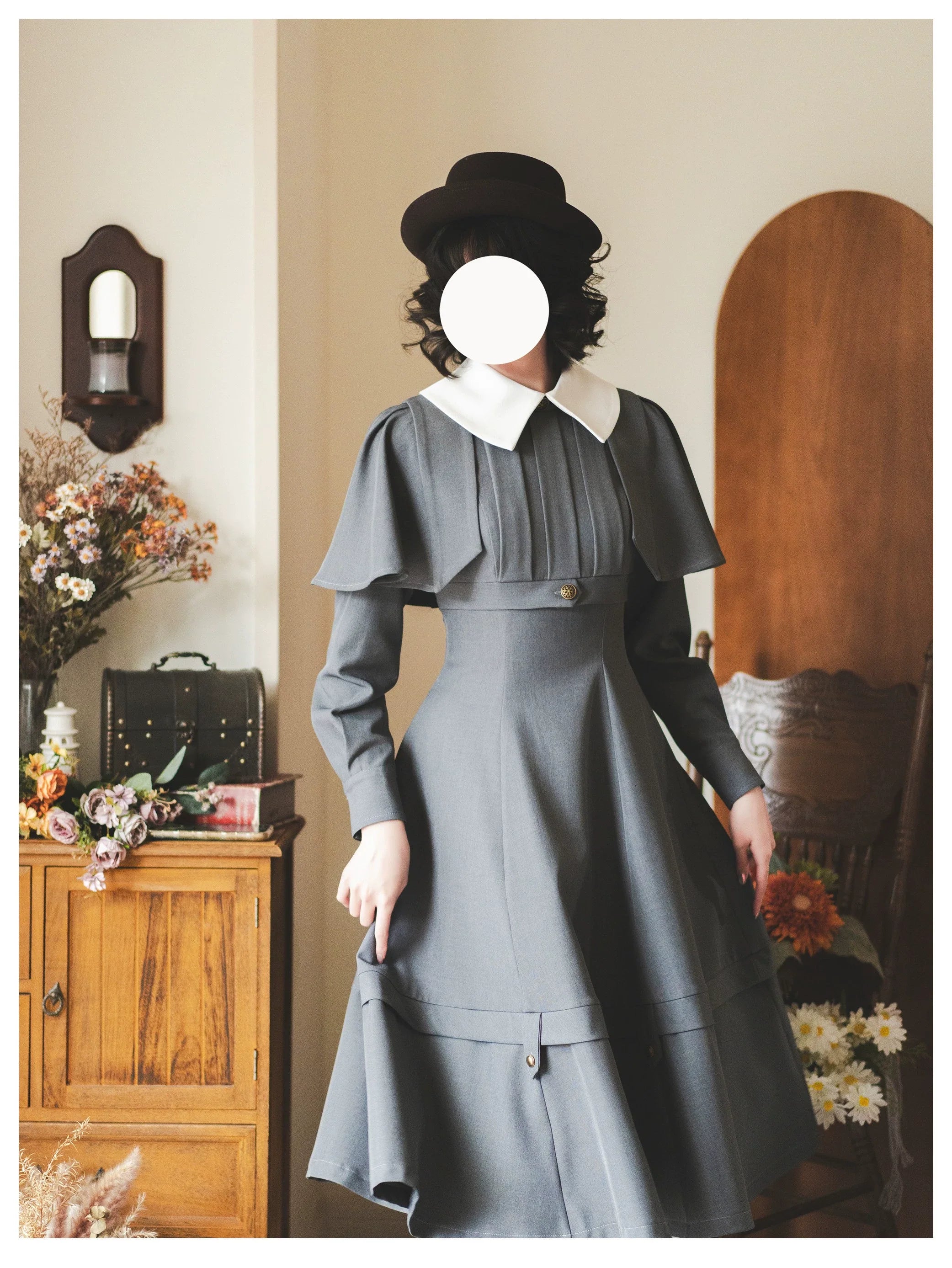 Forest Antique Box - Classic Lolita OP Dress with Detachable Short Cape - image 4