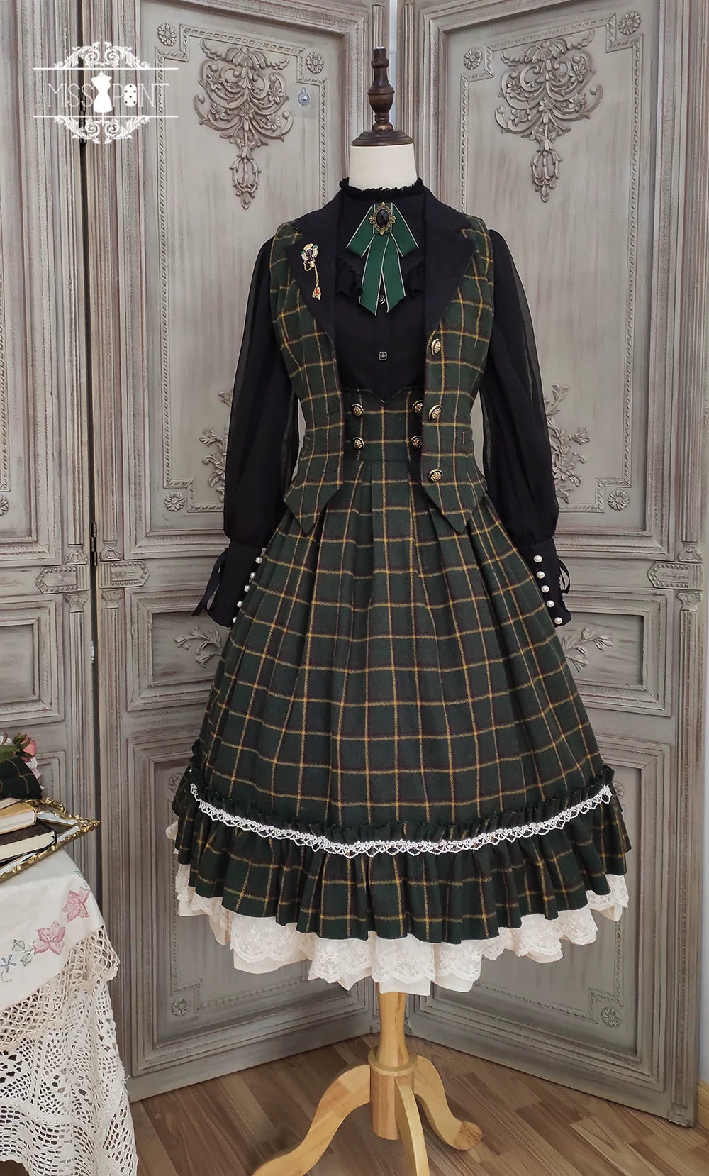 Rose - Elegant Lolita Fishbone Grid Skirt Customized - image 91