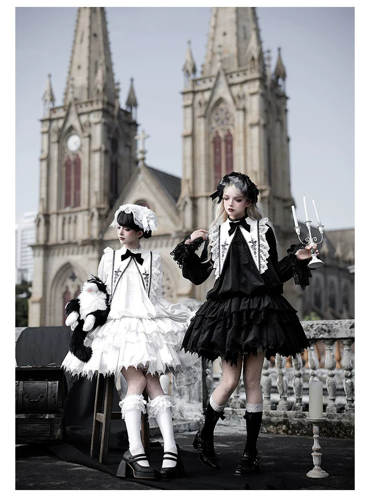 Dawn Bell & Dusk Song - Gothic Lolita Velvet OP Dress, Back Zipper and Accessories - image 10