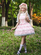 Mirror Doll - Old School Lolita Tiered Hem JSK with Polka Dot Lace and Accessories - image 26