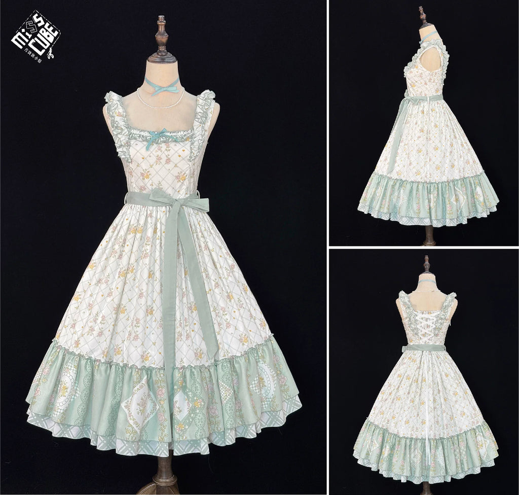 Patchwork Garden 2.0 - Classic Lolita Floral Print JSK Dress, Side Pockets - image 5