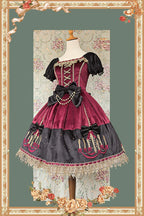 Chandelier - Old School Lolita OP Dress, Polka Dot, Chandelier Print and Accessories - image 11