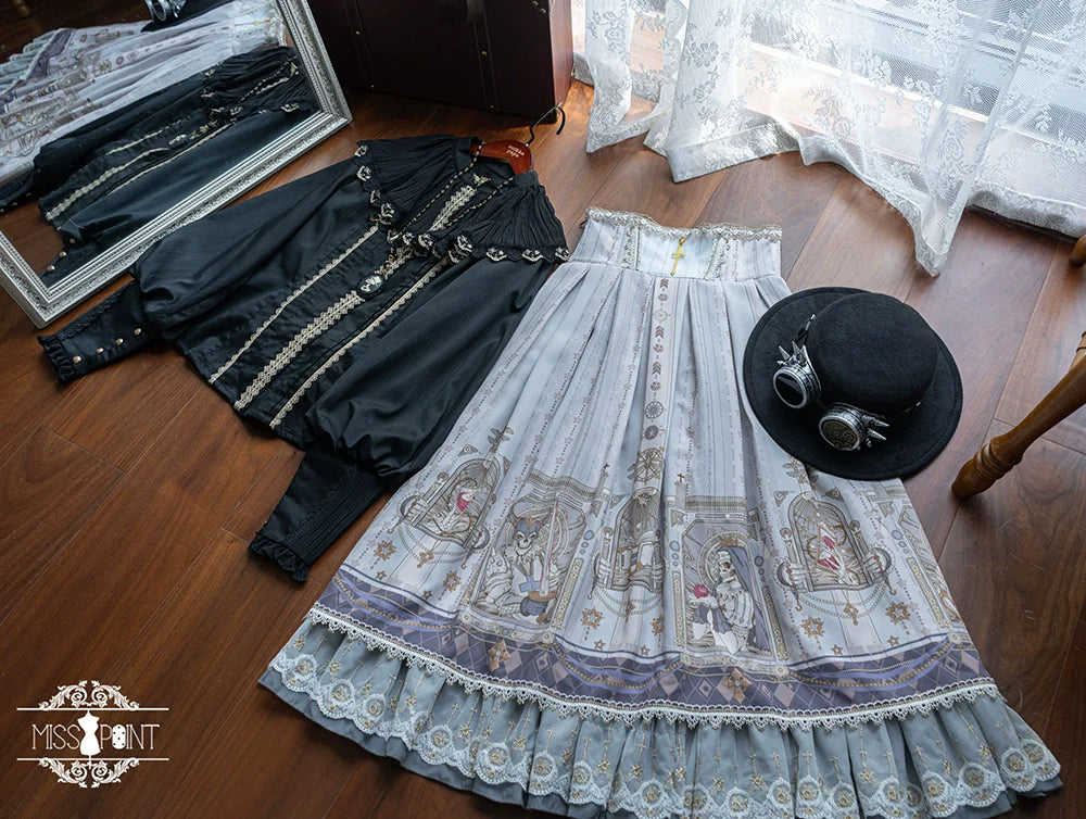 Demon Hunting Notes - Fishbone Gothic Lolita Skirt - image 42