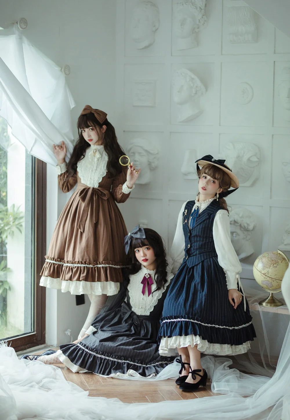 Rose Doll - Elegant Lolita Striped Fishbone Skirt - image 9