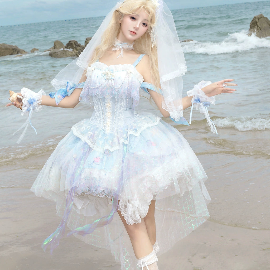 MermaidTears - Wedding Lolita JSK Dress, Ocean Theme - image 3