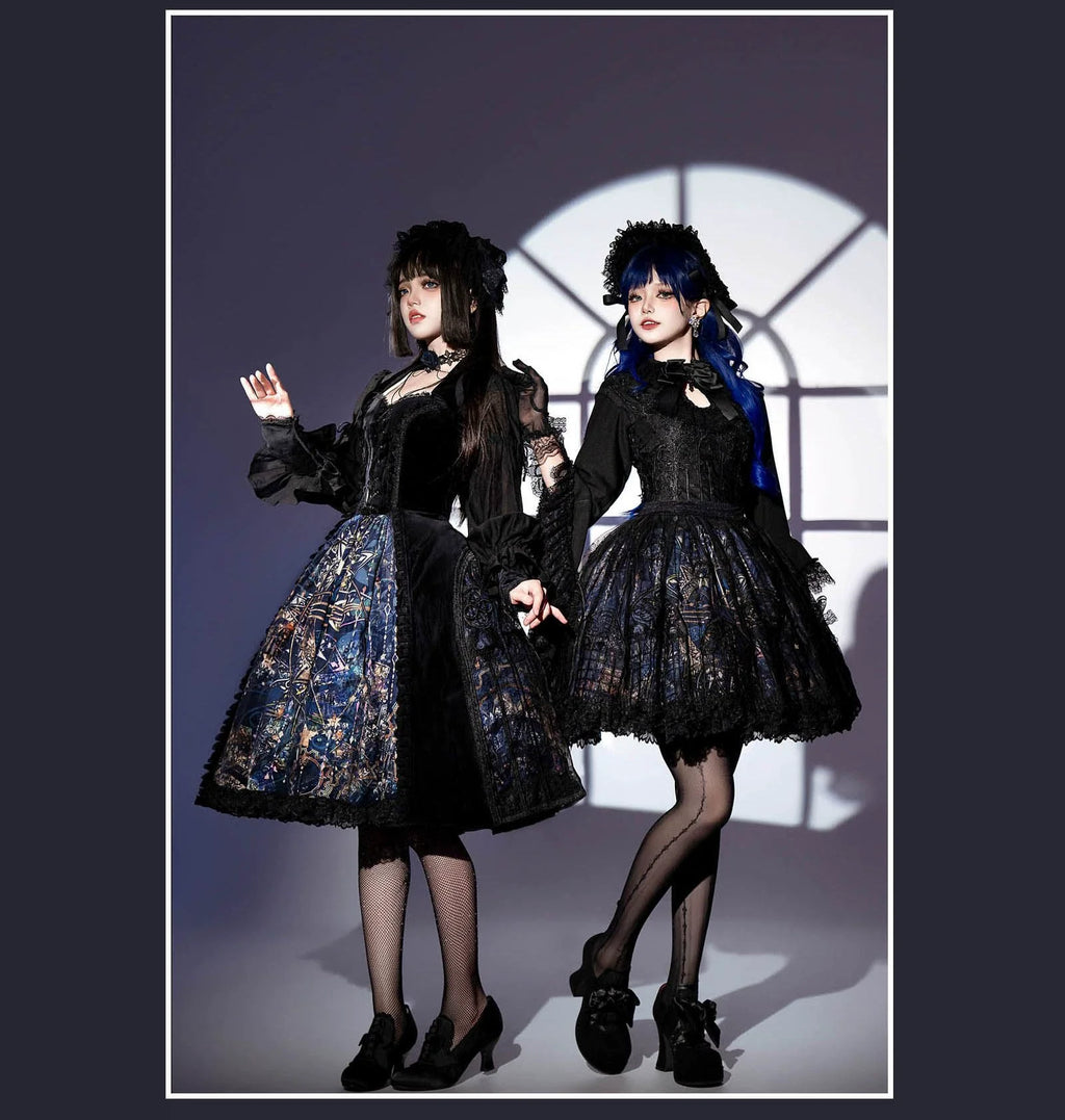 Night Traveler - Classic Gothic Lolita Dress with Stained Glass Window Print - image 42