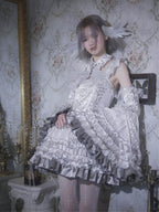 Metallic Angel - Silver-white Punk Lolita JSK, Wing and Rhinestone Details - image 7