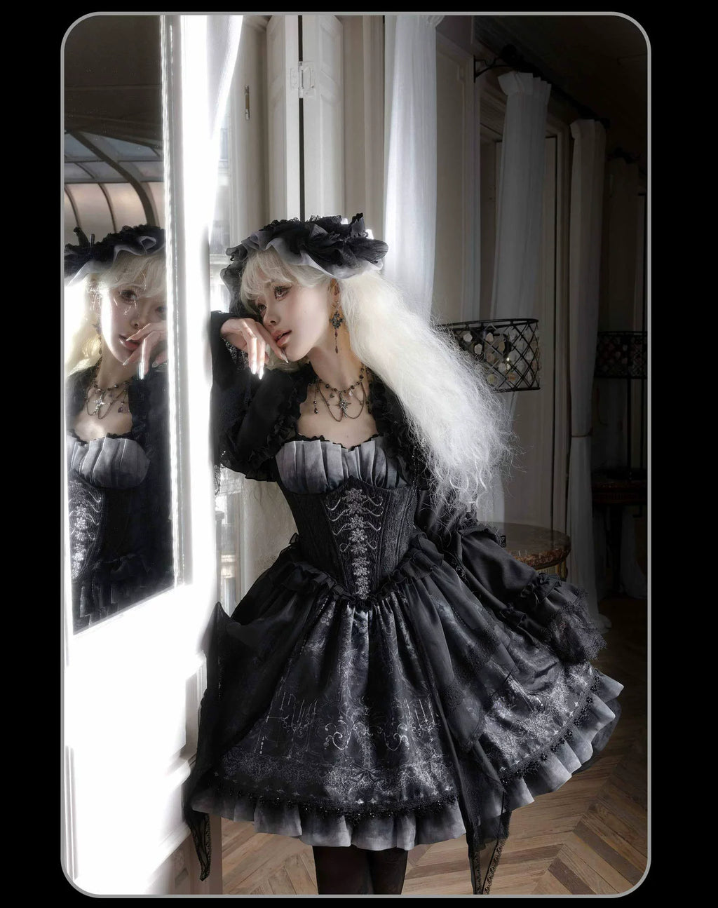 Bone-Eroded Butterfly - Gothic Lolita JSK & SK Set - image 11