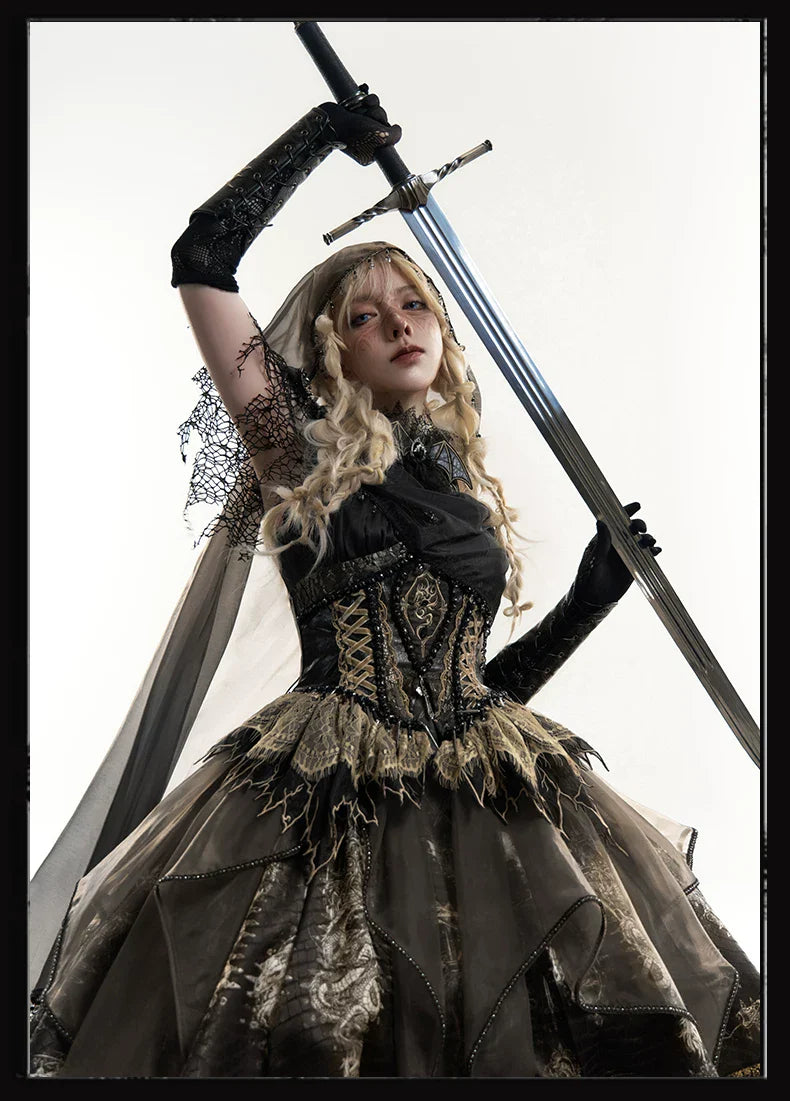 Bone Dragon - Gothic Lolita Corset JSK Dress Set with Embroidery - image 18
